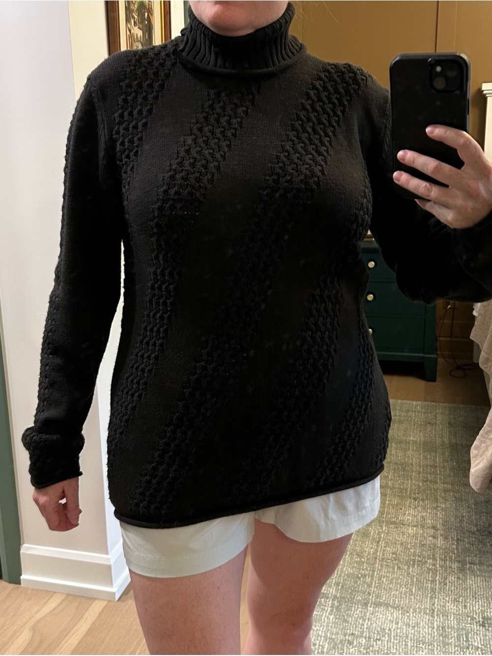 Giorgio Armani Black Textured Cowl Neck Sweater women’s size large